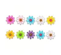 Flower Shoe Charms, 10pcs Glitter Flower Charms For Crocs, Colourful Daisy Clog Shoe Decorations, Resin Bling Shoe Accessories For Women Girls, Cute Charms For Sandals & Bubble Slides
