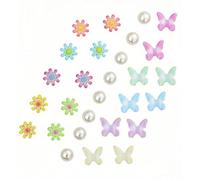 Flower Shoe Charms for Women,Bling Pearl butterfly Shoe Charms,Girls macron charms Clog Sandals Decoration,Party Favors Birthday Gifts, Flower+butterfly1, M