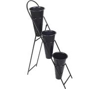 Flower Shop Flower Stand Foldable Display Stand - 3-layer Iron Stand with 3 Plastic Buckets - Flower Display Stand for Flower Shop