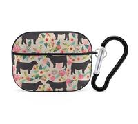Flower Show Steer Cows Cattle AirPod Pro Case, Anti Scratch Hard PC Cover with Keychain, AirPod Pro 2nd/1st Case Accessories for Women Men, Black-Style