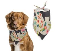 Flower Show Steer Cows Cattle Dog Bandanas for Feeding Grooming, Triangle Pet Bibs for Cats & Dogs Washable Fashion Pets Scarf for Party Travel 27.6 X 11.8 Inch
