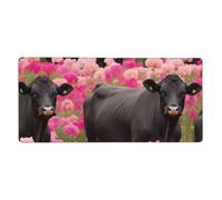 Flower Show Steer Cows Cattle Print Mouse Pad Extra - Large Desk Mat for Office, Work - from - Home, PC Gamers & Streamers 16 x 35.5 Inch