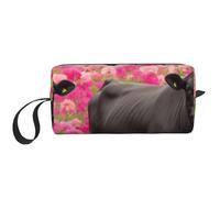 Flower Show Steer Cows Cattle Printed Travel Makeup Bag Portable Cosmetic Bag Makeup Case Toiletry Handbag Organiser for Women