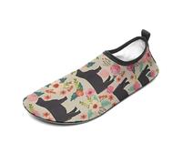 Flower Show Steer Cows Cattle Water Shoes for Men Women, Lightweight Stretch Swim Shoes with Anti-Slip Rubber Sole, Quick-Dry Aqua Socks for Pool, Beach, Surfing, Style, 10 Women/10 Men