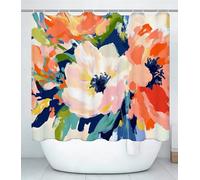 Flower Shower Curtain for Bathroom, Curtain Includes 12 Pcs Hooks, Waterproof Polyester Fabric, Rustproof Eyelets, Weighted Hem, Washable, Quick Dry, Bathroom Decor H200 x W270cm Colorful J#118