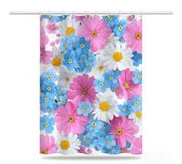 Flower Shower Curtains for Bathroom 180x240cm, Long Waterproof Bath Curtain, Extra Large Polyester Fabric Window Drapes with 12 Hooks, Weighted Hem Showering Panel, Color Curtains 72x96inch, Model598