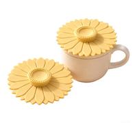 Flower Silicone Cup Lid Dustproof Seal For Glass Mug Tea Cup glass cover(Yellow)