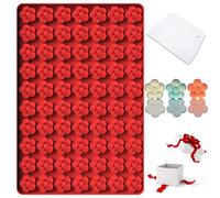 Flower Silicone Mold, Small Plum Blossom Shaped Flower Molds with 70 Cavities for Making Chocolate/Candy/Gummy/Cookie/Jelly/Ice Cube/Edible Flowers for Cake Decorating, Wintersweet Mold, with Scraper