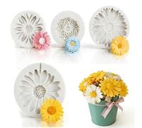 Flower Silicone Moulds for Watering, Gloryit Pack of 4 Silicone Mould Flowers, Daisy Flower Moulds, Chrysanthemum Silicone Mould, Suitable for Making Handmade Soap and Chocolate.