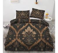 Flower Single Duvet Cover Set 2 Pieces - Vintage Floral Blossoms Quilt Cover with 1 Pillowcases 50x75cm, Reversible Soft Microfiber Bedding Set with Zipper Closure 135x200 cm