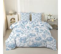Flower Single Duvet Plants Coverless Duvet 4.5 Tog - Soft & Breathable, Vintage Style Reversible patterned Washable Comforter for Kids Girls Boys Teens XQ-36