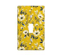 Flower Single Light Switch Cover Plate, Floral Contemporary Leaf Bud Spring Yellow Plastic Standard Size Switch Plate Decorative for New Apartment Home Bedroom Office Decor (Single)
