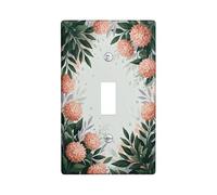 Flower Single Light Switch Cover Plate, Floral Natural Leaf Petal Spring Green Plastic Standard Size Toggle Light Switch Cover for Living Room Bedroom Home Office Decor (Single)