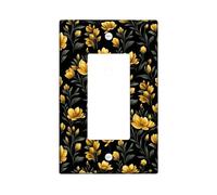 Flower Single Rocker Light Switch Cover, Botanical Elegant Leaf Bud Spring Yellow Plastic Standard Size Accents Wall Switch Plates for Home Living Room Bedroom Bathroom Decor