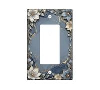 Flower Single Rocker Light Switch Cover, Elegant Modern Leaf Gold Spring Blue Plastic Standard Size Decorative Wall Plates for New Apartment Home Bedroom Office Decor