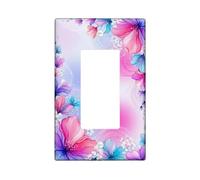Flower Single Rocker Light Switch Cover, Floral Modern Petal Leaf Spring Peach Plastic Standard Size Accents Wall Switch Plates for New Apartment Home Bedroom Office Decor