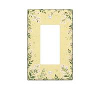 Flower Single Rocker Light Switch Cover, Spring Nature Leaf Vine Spring Yellow Plastic Standard Size Accents Wall Switch Plates for New Apartment Home Bedroom Office Decor