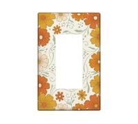 Flower Single Rocker Light Switch Cover, Vintage Bohemian Leaf Swirl Fall Orange Plastic Standard Size Accents Wall Switch Plates for Home Living Room New Apartment Decor