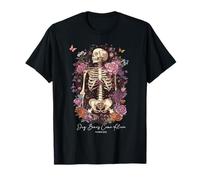 Flower Skeleton Dry Bones Come Alive, Retro Enchanted Floral T-Shirt