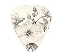 Flower Sketch Wzywhj Prints Abs Guitar Picks 12 Piece, Easy Grip Uke Picks For Your Bass, Ukulele, Acoustic Or Electric Guitar