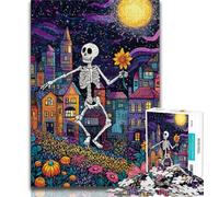 Flower Skull 1000 Pieces Jigsaw Puzzles for Adults And Teens,Family Game Stress Reliever Difficult Challenge Artists Collection,Fine Art 38x26cm