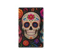Flower Skull Black Colorful Flame Retardant PC Blank Cover Plate for Outlets, Decorative Blank Wall Plate 4.50 x 2.76 Inch, Unused Outlet Cover