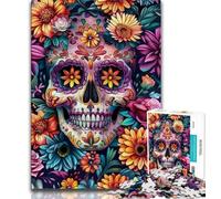 Flower Skull Jigsaw Puzzles for Adults Teenagers Jigsaws Puzzle,Help The Brain Exercise Addictive Toys to Cultivate Patience Suitable for Couples (50x75cm)