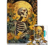 Flower Skull JigsawPuzzle 1000 Pieces for Teenagers,Challenging To Complete But Fun And Humorous Birthday Present,Gifts,Wall Art 75x50cm