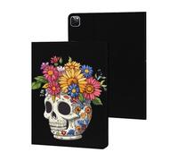 Flower Skull Tablet Case Compatible with iPad Pro 2020/2021/2022 (12.9in) Protective Case Cover Tablet Stand Cover