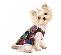 Flower Skulls Listening to Music Cute Dog Clothes,Dog T Shirt for Small Dogs Girl Boy.Pet Pullover Jumper,Cat Clothes,Suitable for Small Pets
