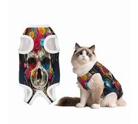 Flower Skulls Listening to Music Recovery Suit for Dogs Cats After Surgery,Pet Recovery Shirt, Dog Onesies Pet Surgery Recovery Suit