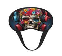 Flower Skulls Listening to Music Sleep Eye Mask, Soft & Comfortable for Men, Women, Comfortable Sleep Mask