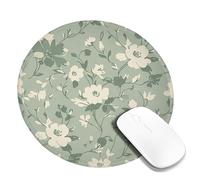 Flower Small Mouse Pad, Floral Elegant Leaf Branch Spring Green Round Rubber Smooth Mini Travel Desk Mousepad Decor for Home Office Work Gaming Desk Round 8x8 Inch