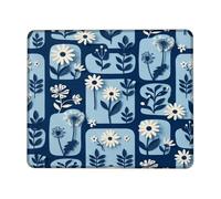 Flower Small Mouse Pad, Floral Modern Leaf Dandelion Spring Blue Square Rubber Non Slip Portable Travel Mousepad Accessories for Office Home Computer Laptop Square 8x10 Inch