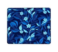 Flower Small Mouse Pad, Floral Modern Leaf Petal Spring Navy Blue Square Rubber Washable Portable Travel Mousepad Idea for Home Office Desk Laptop Gamers Gift Square 8x10 Inch