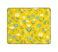 Flower Small Mouse Pad, Spring Floral Leaf Fern Spring Yellow Square Rubber Smooth Aesthetic Desk Mousepads Idea for Home Office Desk Laptop Gamers Gift Square 8x10 Inch