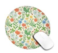 Flower Small Mouse Pad, Spring Natural Bee Leaf Spring Green Round Rubber Smooth Portable Mini Desk Mousepad Idea for Home Office Desk Laptop Gamers Gift Round 8x8 Inch