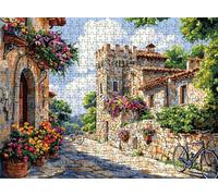 Flower Small Town Puzzle - 1500 Piece Jigsaw Puzzles for Adults - The Back Features Printed Letter Guides - and The Pieces fit Together Snugly - Wooden Puzzles for Adults 34.3 X 22.4 Inch s7h-27