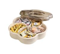 Flower Snack Tray - Petal Shaped Divided Storage Plate, 5-Section Organizer with Cover for Desserts, Dried Fruits, Nuts, and Candies, Stylish Tabletop Accessory | Ideal for Entertaining, Celebrations