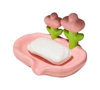 Flower Soap Dish Holder Elegant Decorative Plastic Soap Drainage Box with V Shape Design for Bathroom Shower Pink ABS Material 91g