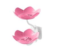 Flower Soap Holder No Drilling Double Lotus Shape Wall Soap Box - Waterproof & Non-Slip Space Saving Soap Box, Soap Holder for Bathroom, Kitchen, Hotel, Dorm (Pink)