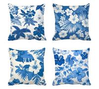 flower Sofa Cushion Covers 65 x 65 Outdoor Cushions Set of 4, navy blue Decorative Pillows Large Cushions, Velvet Cushion Cover Square Pillow Cases, for Bedroom Garden, Home Decor, a-369