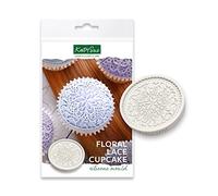 Flower Soft Katy Sue Floral Lace Cupcake Topper Silicone Mould for Cake Decorating - Diameter 70mm & Depth 5mm.