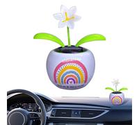 Flower, Solar Dancing Flowers - Cute Head Shaking Flower in Colorful Solar Powered Pots, Flower Car Decoration, Solar Dancing Figures for Office Desk, Salt