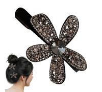 Flower Sparkling Rhinestone Hair Clip Metal Sparkling Vintage Duckbill