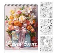 Flower Sprite Coloring Book for Adult Spiral Bound Coloring Books for Women Lay Flat 24 Pages One Sided Design Gift for Adult to Relax and Relieve Anxiety Valentine Gifts for Her