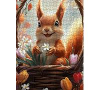 Flower Squirrel Jigsaw Puzzles for Adults 1000, 1000 Piece Jigsaw Puzzles, Challenging Puzzle, Classic Educational Jigsaws Games, Fun Family Activities, for Home Wall Decoration Gift DX0YL0-412