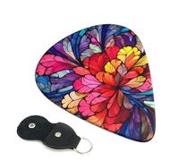 flower stained glass Guitar Plectrums, 6 Guitar Plectrums, Printed on both sides for Electric Guitar Bass Ukulele (0.46 mm 0.71 mm 0.96 mm)