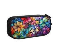 Flower Stained Glass Pencil Case, Zip Smooth Pencil Case, Portable Pencil Case Large School Stationery Storage Bag, Make-Up Bag