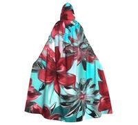 Flower Stained Glass Print Adults Hooded Cloak, Halloween Robe Hooded Cape Witch Wizard Cosplay Costumes For Men Women